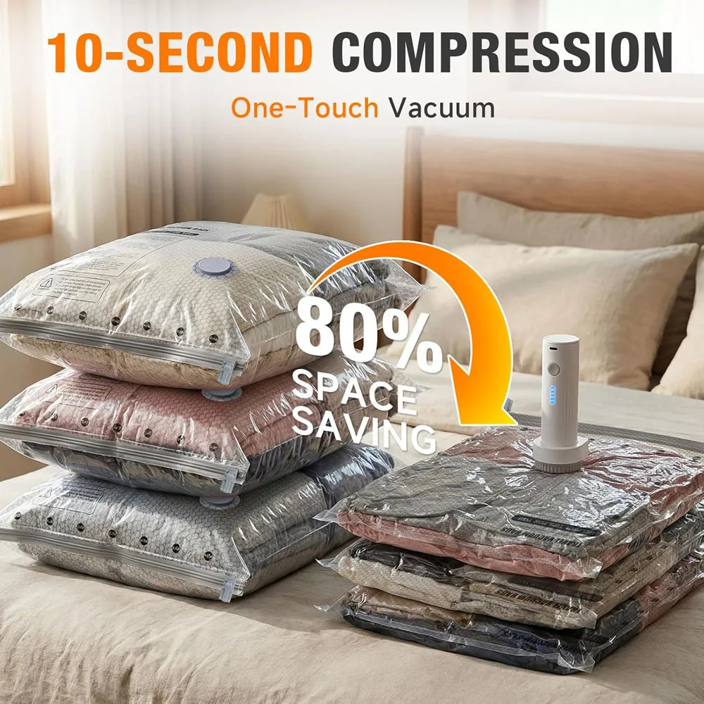 Travel Vacuum Compression Bags with Rechargeable Pump