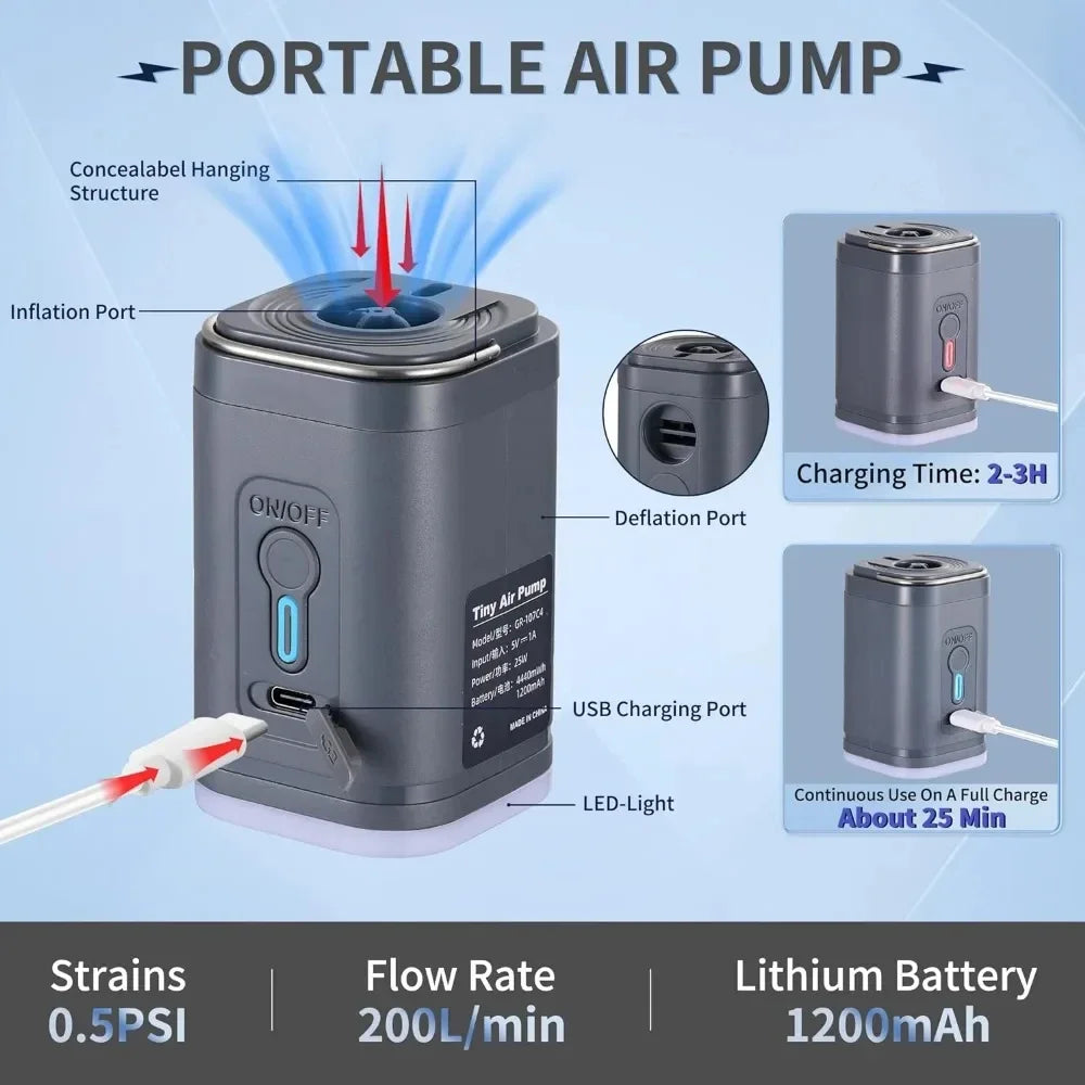 3-in-1 Mini Rechargeable Air Pump